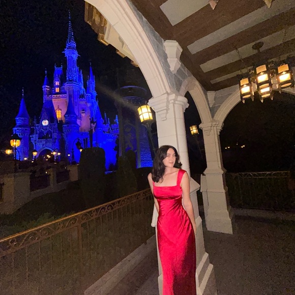 Elegant Red Sleeveless Gown - Picture 3 of 3